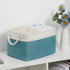 Bidtakay Basket Storage Bins with Handles Fabric Large Storage Baskets for Organizing Set of 3 Collapsible Rectangular Basket for Shelves Closet Organizer 15 X 11 X 9.5 Inches(White&Teal Blue) - Image 6