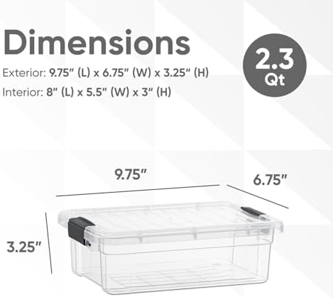Superio 2.3 Quart Clear Plastic Storage Containers with Lids, Stackable Organizer Bins, BPA-Free Storage Boxes for Home, Office, Dorm & Classroom, 4 Pack - Image 2