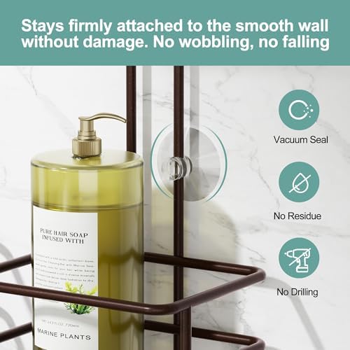 SRIWATANA Shower Caddy Hanging, Shower Organizer with Razor Hooks, Bronze - Image 6