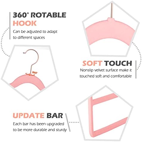 Velvet Pant Clothes Hanger Space Saving Non Slip Hanger Jean Slack Hangers | Multiple Velvet Hanger Closet Organizer Storage and Organization for Jeans,Scarf,Tie((Pink, 5) - Image 5