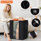 SpaceWhisper 8 Pack 100L Clothes Storage, Foldable Storage Bags, Black | Thick Fabric, Clear Window, with Reinforced Handle, for Clothing, Blanket, Comforters, Bedding Organizing - Image 3
