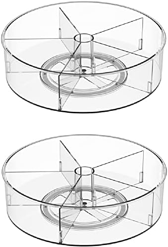 Slideep Lazy Susan Plastic Turntable Divided Spinner for Kitchen Cabinet, Pantry, Fridge, Cupboard, Counter Organizing Fully Rotating Organizer for Food, Spices, and Condiments, 11.5" Clear - 2 Pack by WelcometotheSlideep