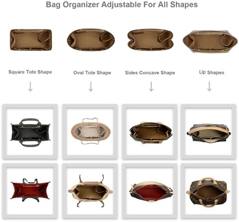 ZTUJO Purse Organizer Insert For Handbag & Tote Shaper,Tote Bag Organizer Insert For Speedy Neverful, 6 Sizes(Large,Silky Brown) - Image 5