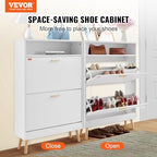 VEVOR Shoe Storage Cabinet for Entryway, 31.5" D x 9.4" W x 47.3" H, White - Image 2