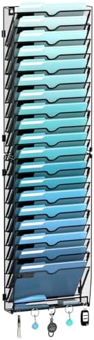 20-Tier Wall File Organizer and Mail Organizer with 5 Hooks, Black by JMHUD