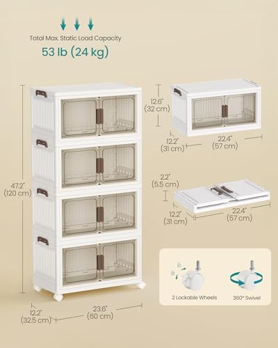 SONGMICS 58QT stackable storage bins with 1 Lid, 4-Tier Foldable Bins - Image 6