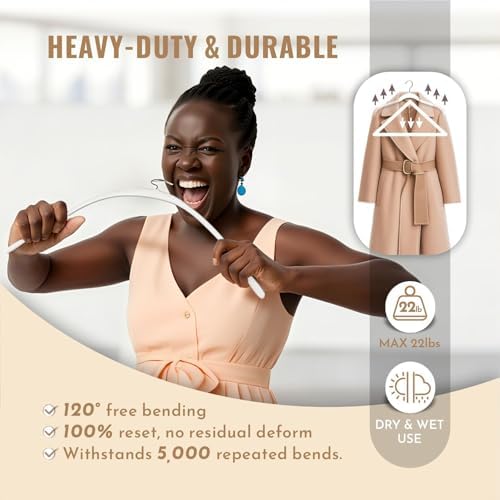 Sishynio Velvet Hangers 30 Pack, Slim Flocked Clothes Hangers White - Image 4