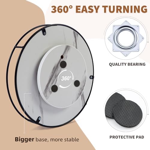 12 Inch White Wood Lazy Susan,360° Decorative Turntable for Countertop - Image 4