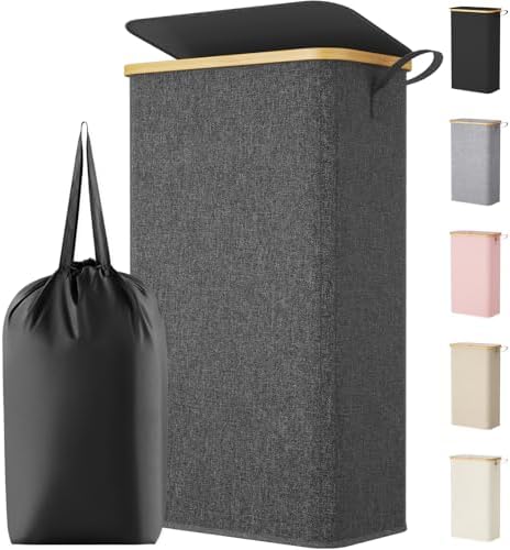 Lifewit 75L Slim Laundry Hamper with Lid and Removable Bag, Dark Gray by Lifewit