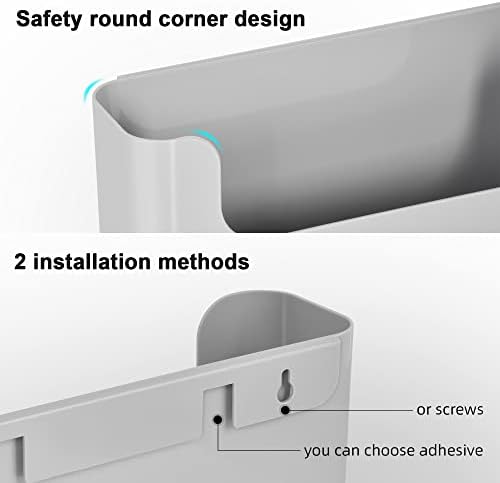 YOHOM Adhesive File Holder Door Mount Mail Magazine Organizer, Office Wall Mount Single Pocket, Gray - Image 4
