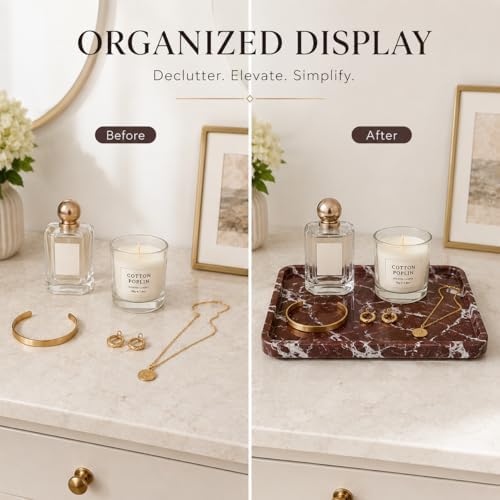 Purple Red Marble Vanity Tray for Jewelry 9.84in - Image 4