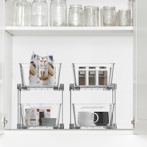 Simple Houseware 2Pcs 2-Tier Slim Drawer Cabinet Pull-Out Organizer, Clear - Image 7