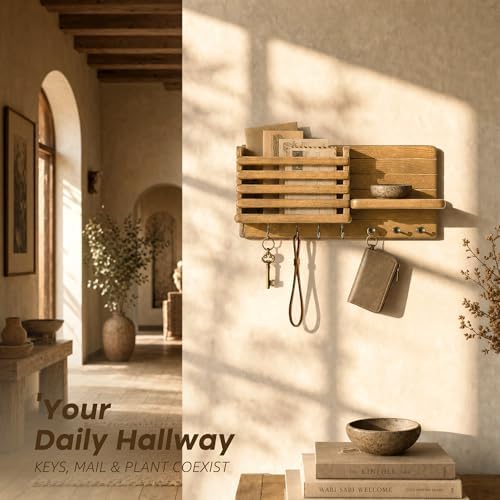 Rebee Vision Key Holder Wall Mount with Mail Slot for Home Decor, Yellow - Image 3