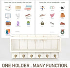 Rebee Vision Key Holder Wall Mount with Mail Basket for Entryway, Whitewash - Image 4