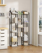 Hzuaneri 8 Tiers Vertical Shoe Rack, Narrow Shoe Tower, Tall Shoes Shelf with 2 Hooks, Adjustable Shelves, Corner Shoes Shelves for Small Spaces, Entryway, Living Room, Greige SR04305B - Image 6