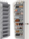 Mefirt 20-25 Pairs Over the Door Shoe Organizer, Clear Pockets Shoe Rack for Closet Door, 10-Tier Hanging Shoe Rack for Boots, Behind the Door Shoe Holder Fit All the Family's Sneakers, Heels, Grey by Mefirt
