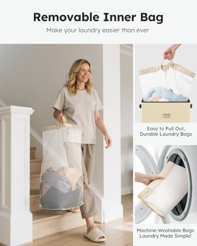 SOLEDI 100L Laundry Hamper with Lid, Large Collapsible Laundry Basket - Image 4