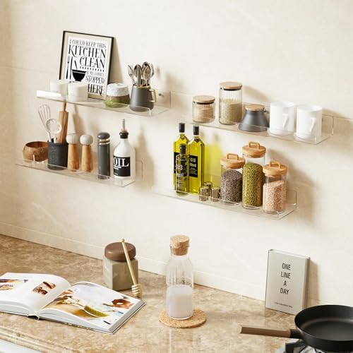 Dooiclear 2 Pack Floating Shelves for Wall, 15" Clear Floating Wall Shelf - Image 6