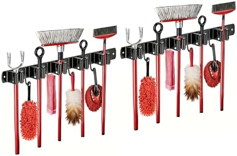 2 Packs SUS304 Heavy Duty Mop and Broom Holder Wall Mount by Zenitize