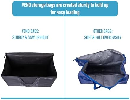 VENO 4 Pack Heavy Duty Moving Bags, Extra Large Storage Bags with Reinforced Handles & Strong Zippers, Foldable & Reusable Moving Box Alternative for Clothes & Dorm Storage - Image 3