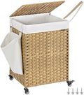 SONGMICS Rolling Laundry Hamper with Lid, 120 L Synthetic Rattan by Unknown
