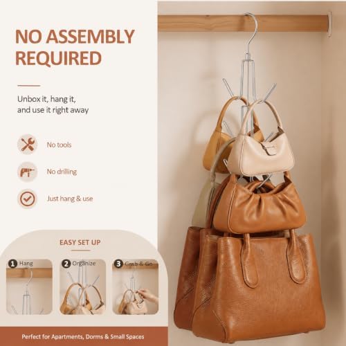 ZEDODIER 3 Pack Purse Hanger, Purse Organizer for Closet, Holds 18 Bags - Image 4