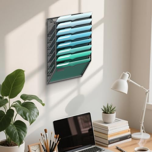 SUPEASY 8-Tier Wall File Organizer, Wall Mounted Mail Sorter, 2 Pack - Image 6