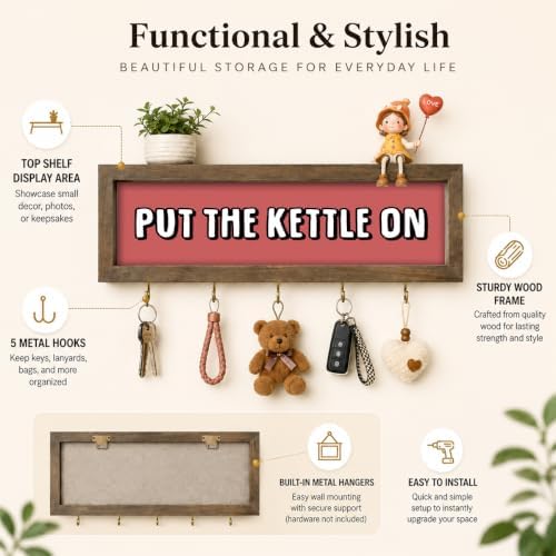 Put The Kettle On Item Holder Wall Mount, Kitchen Hanging Shelf - Image 2