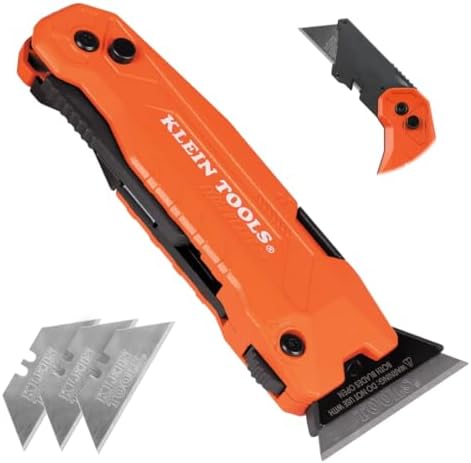 Klein Tools 44306 FLICKBLADE 2-in-1 Folding Utility Knife and Scraper with Built-In Blade Storage, Dual Locking Positions, Includes 3 Triple-Ground Carbon Steel Blades by Unknown