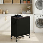 StorageWorks 2 Section Laundry Hamper, 100L Black Sorter Cart with Wheels - Image 6