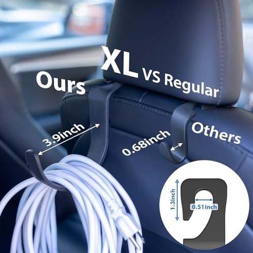 Travel Depot XL Hard Hat Holder for Truck, Heavy-Duty Headrest Hooks, Seat Back Organizer for Hard Hats, Bags & Gear, Universal Truck & Car Headrest Organizer, 2-Pack - Image 2