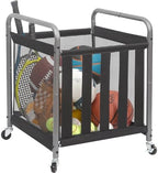 STORAGE MANIAC Ball Storage Bin Rolling Sports Ball Cart, Metal Garage Organizer Sport Rack Basketball Storage Cage for Garage or Gym, Indoor & Outdoor Sports Equipment Organizer by STORAGEMANIAC