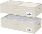 StorageWorks 5 Inch Low Profile Under Bed Storage Containers with Clear Lid | Reinforced Structure, Resists Sagging, Handles & Label Holder, Foldable Stackable Closet Storage for Clothes, Blankets, Toys by StorageWorks