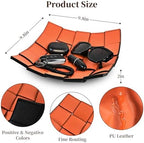 MSJGA Valet Tray PU Leather Key Holder Bowl for Women and Men Entryway Table Nightstand Desk Tray for Wallet, Keys Men's Gift - Orange & Black, 9.8" L x 9.8" W x 2" H - Image 2
