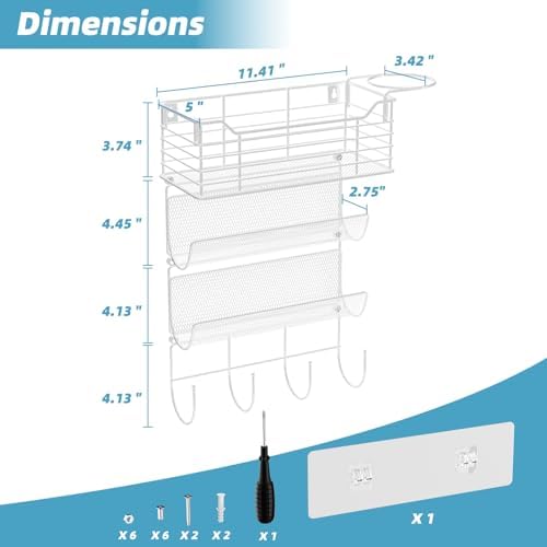 3 Tier Hair Tool Organizer Wall Mount, curling iron holder Basket, White - Image 6