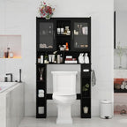 Vabches Over The Toilet Storage Cabinet with Adjustable Shelf, Black - Image 7