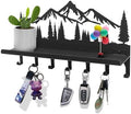 Wall Mounted Mountain Key & Mail Holder with Shelf | Metal Key Organizer with 2 in 1 Key Hooks for Entryway, Hallway, Office by Monlyey