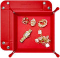 UnionBasic Small Valet Tray, Jewelry Tray for Rings Watches Earrings, Entryway Catchall Caddy for Coins Keys Change, Nightstand Bedside Valet Holder, Trays for Electronic Gadgets, Red by UnionBasic