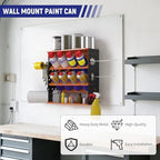 Wall Mount Spray Can Holder, Aerosol Spray Bottle Holder Storage Rack, Heavy-Duty Paint Bottle Organizer with 8 Can Holes & 4 Steel Hooks, 4 Plastic Hooks for Garage, Shop, Home or Tool Trailer - Image 2