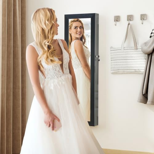 8 LED Lights Jewelry Armoire with Mirror with Storage And 2 Drawers - Image 2