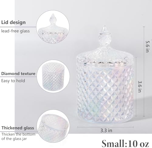 2 Pack Qtip Holder Apothecary Jars with Lid, Thick Glass, Iridescent Clear - Image 3