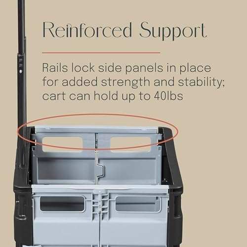 Folding Mobile Utility Cart, Canvas Organizer Bag, Blue/Grey - Image 6