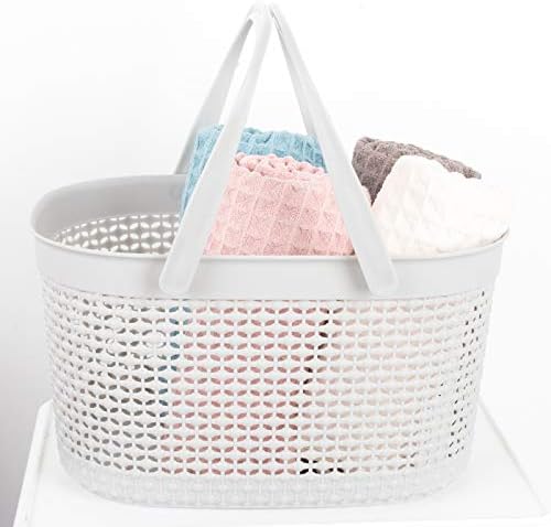 rejomiik Portable Plastic Shower Caddy Basket with Handles, Gray - Image 2