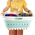 SAMMART Pack of 2 Collapsible Plastic Laundry Basket & Clothes Hamper, Comfort Non-Slip Handle, Foldable Storage Organizer with Space Saving Design, Portable Pop Up Container for Indoor and Outdoor - Image 5