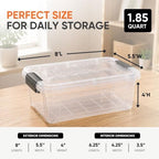 Superio 1.85 Quart Clear Plastic Storage Boxes with Lids, Stackable Organizer Containers, BPA-Free Storage Bins for Home, Office, School & Dorm, 2 Pack - Image 3