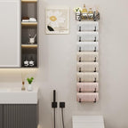 SWTYMIKI Hanging Towel Racks for Bathroom - 9 Tier Over the Door & Wall Mounted Bath Rolled Towel Storage Organizer Holder for Small Bathroom, RV, Camper, Black (Patented) - Image 4
