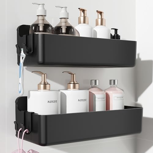 Nieifi Adhesive Shower Shelves, Black, 2 Pieces by Nieifi