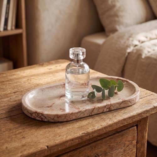 YKAJO Calacatta Viola Pink Oval Marble Tray, 9.8x4.7 Vanity Organizer Dish - Image 5