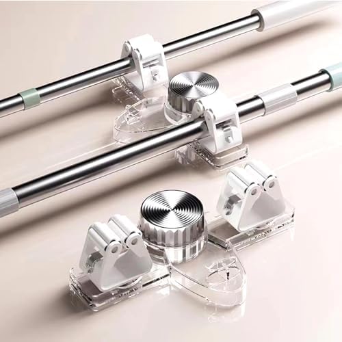 6PCS Broom Holder Mop Hanger Wall Mount, No Drill Suction Cup Mop and Broom Organizer with Hooks, Space Saving Adjustable Rack Removable Mop Clip for Bathroom, Kitchen, Garage, Laundry Room - Image 5