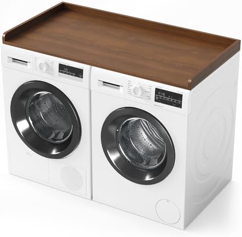 SpaceAid Washer Dryer Countertop, Laundry Wood Shelf Topper with Edge, 54" Width x 27.5" Depth Cover Guard Organizer for Washer and Dryer Laundry Hamper Counter Storage Organization (Brown Wood) by SpaceAid